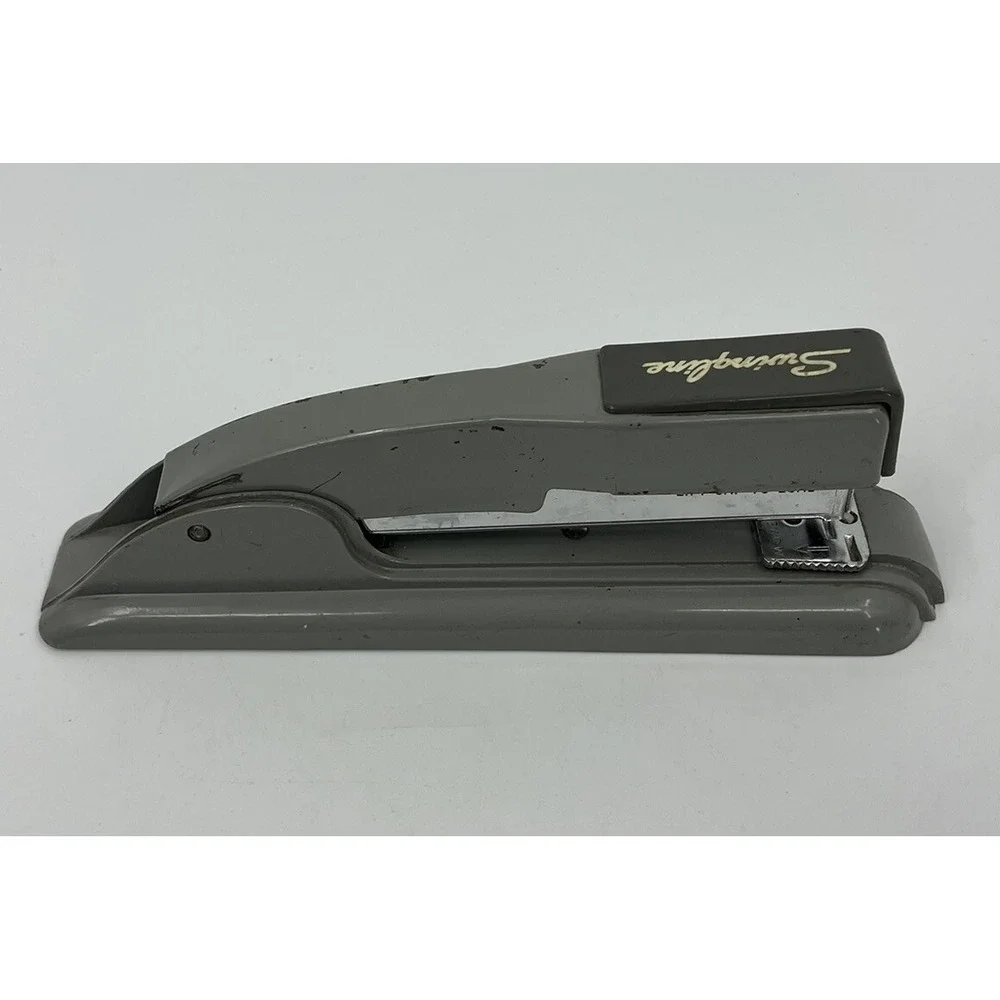 Vintage Swingline Stapler 27 Gray Art Deco MCM Metal Desk Office Heavy Duty